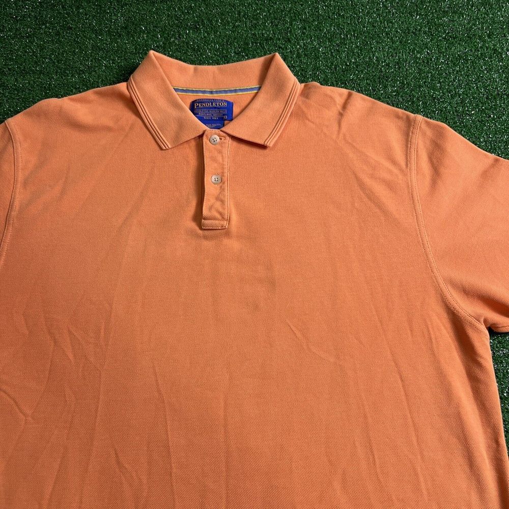 Pendleton Polo Shirt Size Large Orange 100% Pima Cotton‎ Short Sleeve